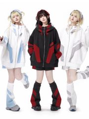 サイバー　渋谷　原宿　ブラック　ホワイト　y3k 　メンズ  HOTDAYSIS　大きめ　ゆったり　ユニセックス　水色界隈　天使界隈　悪魔界隈　ジャージ　セットアップ　フルコーデ　量産型　地雷型　y2k  未来　サブカル 推し活　夏　ハーフパンツ