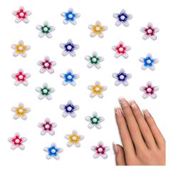 ネイルパーツ 花 7ｍｍ 小さめ カラフル ミックス 100個 フラワー 桜 混色 3Ｄ 立体 貼り付け 樹脂 レジン封入 デコパーツ アクセサリー ハンドメイド 手芸 パーツ BD4117