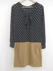 ◇ green label relaxing UNITED ARROWS 水玉 ドット 長袖 ミニ ワンピース ネイビー マルチ レディース E  【1304200034599】