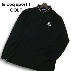 le coq sportif GOLF ルコック スポルティフ ゴルフ 通年 ロゴ刺繍★ 半袖 鹿の子 ボタンダウン ポロシャツ Sz.M メンズ 黒
