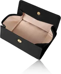 革ICHI コインケース レディース カード入れ付きBOX型小銭入れと外側カード３枚、フリーポケット付コンパクト 薄型 マルチ ミニマリスト( ブラック)