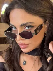 アクセサリー レディース アイアクセサリー 1個 ポリゴン メタル スモールフレーム ダイヤ型 ファッショングラス 女性用、ヨーロッパ&アメリカンスタイル、夏のビーチ、アウトドア、旅行に