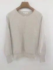 ◇ THE SHOP TK ザ ショップ ティーケー コットン ニット Vネック 長袖 セーター サイズS グレージュ レディース P  【1302270006683】