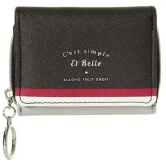 【中古】雑貨 Coboca+合皮ロゴカラーラインミニ財布 ブラック