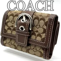 コーチ Y2K 三つ折り財布 シグネチャー キャンバス レザー ベルト COACH Y2K Trifold Wallet Signature Canvas Leather