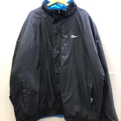 Reebok リーボック vintage ヴィンテージ 中綿ジャケット ダウン リバーシブル ワンポイントロゴ刺繍 オーバーサイズ 90’s メンズ XXL 90年代 ブラック ライトブルー
