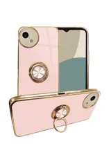 【在庫セール】シズカウィル AQUOS wish4 SH-52E スマホケース スマホリング グリッティア リング付きケース ピーチ 1個入り