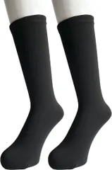 モードセレクト ハイソックス レディース 黒 暖かい 防寒 靴下 厚手 裏ボア 柔らか 秋冬 黒色 2足組 C29(ブラック,  22-25)