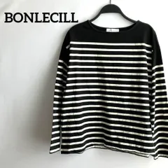 BONLECILL長袖Tシャツトップスボーダー黒ブラック白ホワイトシンプルフリー