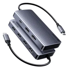 QUUGE ドッキングステーション HDMI 2つ 7-in-1 USB ハブ Type-C HDMI 2ポート 4K@30Hz ドックステーション デュアルHDMI 拡張 2画面出力 100W PD急速充電 USB3.0 5Gbps高速データ転送 3×USB