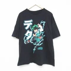 XL/古着 半袖 Tシャツ メンズ アニメ 僕のヒーローアカデミア 大きいサイズ コットン クルーネック 黒 ブラック 25may27 中古