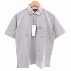 マックレガー マクレガー McGREGOR タグ付き ポロシャツ カットソー 半袖 切替 襟チェック M 紺 ネイビー 白 ホワイト /GV