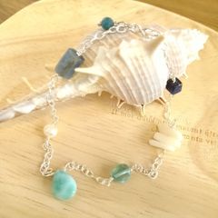 new!　シルバー925　ラリマー他ブルー系ブレスレット