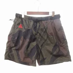 ナイキエーシージー NIKE ACG 美品 水陸両用 ハーフパンツ サーフパンツ ボードショーツ ベルト付き 総柄 カーキ系 XLサイズ