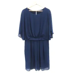 ロペピクニック ROPE Picnic ワンピース ひざ丈 七分袖 ラウンドネック フレアスリーブ 38 ネイビー 紺 /YM21