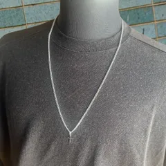 ステンレス クロスチャーム付き 喜平チェーンネックレス 2.8mm幅 70センチ シルバー メンズ アクセサリー 長め 長い ロング クロスネックレス