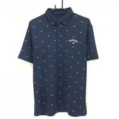 ★SALE価格★キャロウェイ 半袖ポロシャツ ネイビー×白 総柄 ボタンダウン メンズ LL ゴルフウェア Callaway