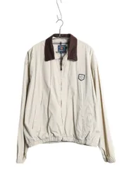 【お得なクーポン配布中!】 80s チャップス ラルフローレン コットン スイングトップ ジャケット メンズ XL 古着 ヴィンテージ ポロ チェック ライナー 襟 本革 レザー