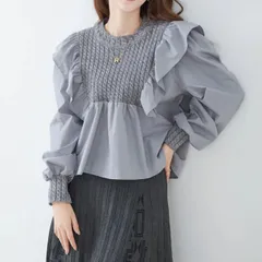 ケーブルニットドッキングフリルブラウス  (M～L)