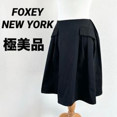 美品【フォクシーニューヨーク】ボックスプリーツスカート 黒 40 M
