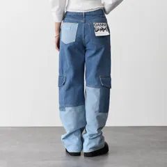 GANNI ガニー デニム パンツ ヴィンテージ ANGI ジーンズ Cutline Denim Angi J1398 レディース ブルー  ジーパン コットン ワイドストレートレッグ カーゴパンツ 春夏