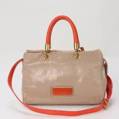 美品 マークバイ マークジェイコブス レザー 2WAY ショルダーバッグ 斜め掛け トート ベージュ オレンジ レディース MMM BB14-4【中古】