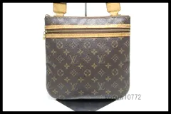 希少美中古■LOUIS VUITTON モノグラム ポシェットボスフォール レザー ショルダーバッグ ルイヴィトン■0814yg22692