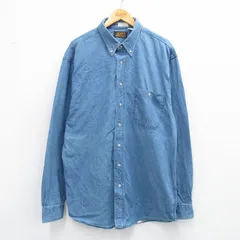 XL/古着 エディーバウアー 長袖 ブランド シャツ メンズ 90s ロング丈 ボタンダウン 紺 ネイビー デニム spe 25jun23 中古 トップス