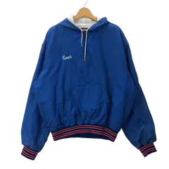 90's vintage  Holloway ホロウェイ Made in USA ハーフジップ プルオーバー ナイロンジャケット MASTBAUM SOCCER フーディー ライトアウター 企業ロゴプリント刺繍 オーバーサイズ USA製 XLサイズ ブルー