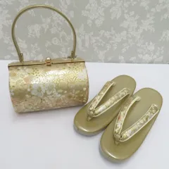 草履 新品 振袖用 草履バッグセット ゴールド 桜 花 エナメル フォーマル Fサイズ 成人式 卒業式 着物和装 未使用 美品 金 新品