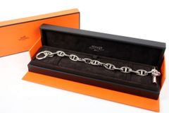 【美品】HERMES エルメス シェーヌダンクルGM 15コマ シルバー ブレスレット ブランドアクセサリー 925 小物【RS38】