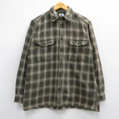 L/古着 ギャップ GAP 長袖 ヘビー フランネル シャツ メンズ コットン 緑他 グリーン チェック 25feb18 中古 トップス