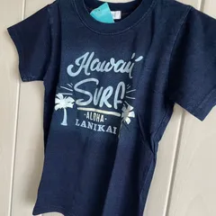 《子供服》　SUFFUSE　ネイビー　Tシャツ　半袖　女の子　男の子　男女兼用　110cm　130cm　綿100％　紺　夏服　大ロゴ　プリント