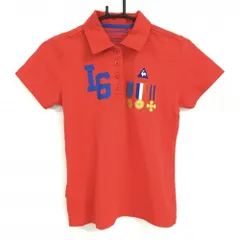 ★値下げ★ルコック 半袖ポロシャツ レッド×ブルー メダル ロゴ刺しゅう  レディース M ゴルフウェア le coq sportif