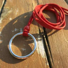 調節最大90cm 数量限定カラー リングネックレス 赤 メンズ ネックレス
