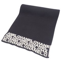 CHANEL(シャネル) ロゴ刺繍 マフラー マフラー アパレル ファッション小物 ストール カシミヤ ナイロン ブラック黒 ホワイト白シロ レディース 40802071479【中古】【アラモード】