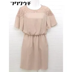 ◇ ◎ closet story UNITED ARROWS レース 切替 半袖 膝丈 ワンピース ピンクベージュ系 レディース 【中古】 【1103290002644】