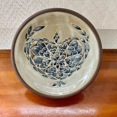 ６寸 皿（ハート）やちむん焼き