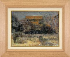 【真作】掛軸　安宅安五郎　山間の静村　静寂なる集落の風景　合箱入　Q78 真作】掛軸 安宅安五郎 山間の静村 静寂なる集落の風景 合箱入