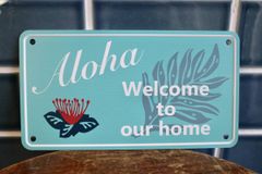 新品 ALOHA WELCOME OPEN オープン メタルサイン プレート 看板 世田谷ベース インテリア hawaii ハワイアン雑貨 ハイビスカス
