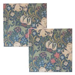 ウィリアムモリス アートパネル 壁紙 ゴールデンリリー Golden lily 2枚セット 木製パネル使用 絵画 インテリア 百合 ユリ グリーン
