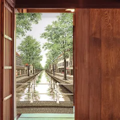 ■SIMON BAKER■のれん「川沿いの街並み」85x150cm ×5枚セット【日本製】のれん 暖簾 家紋 間仕切り ジブリ トトロ 千と千尋 風景 景色 目隠し スヌーピー ウィリアムモリス【匿名配送らくらくメルカリ便全国送料無料】