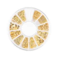 ネイルスタッズ12種類入り ケース付き デザイン1＃～8＃ メタルネイルパーツ レジン用パーツ ジェルネイル パーツメタルスタッズ