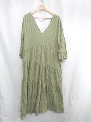 ◇ ⊂ ZARA ザラ バックオープン 長袖 マキシ ワンピース サイズXL グリーン レディース E  【1502030027167】