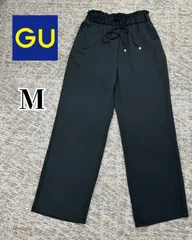 GU　ジーユー　サテンイージーストレートパンツ（ブラック）Ｍ