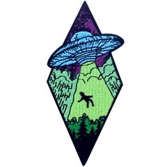 X-ファイル UFO ビーム・ミー・アップ エイリアン刺繍のバッジのアイロン付けまたは縫い付けるワッペン