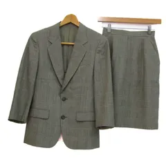 ジェイプレス セットアップ 上下セット ジャケット スカート チェック柄 レディース 7サイズ グレー J.PRESS 【中古】