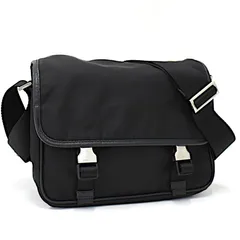 【中古】プラダ ショルダーバッグ クロスボディ 斜め掛け 三角プレート トライアングルロゴ ナイロン レザー ブラック PRADA