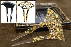 【新品】【簪 かんざし バチ型 クリア 金箔/銀箔/べっ甲/ラインストーン】ばち型 髪飾り 浴衣 着物 和装 ヘアピン 結婚式 リボン コーム パール ピン 成人式 花魁 訪問着 ヘアセット 鼈甲 ヘアセット ヘアアクセサリー 大きい おしゃれ 振袖