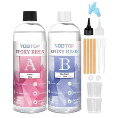 Size:948ml YOBTOP レジン液 2液性レジン液 大容量 948ml/32oz エポキシ樹脂 ハードタイプ 高い透明 気泡なし 黄変なし DIY 手芸用品 イヤリング ネックレス レジン セット 低刺激性 混合比率1:1